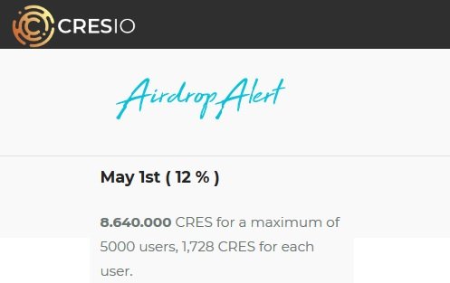 Третий этап Airdrop от Cresio